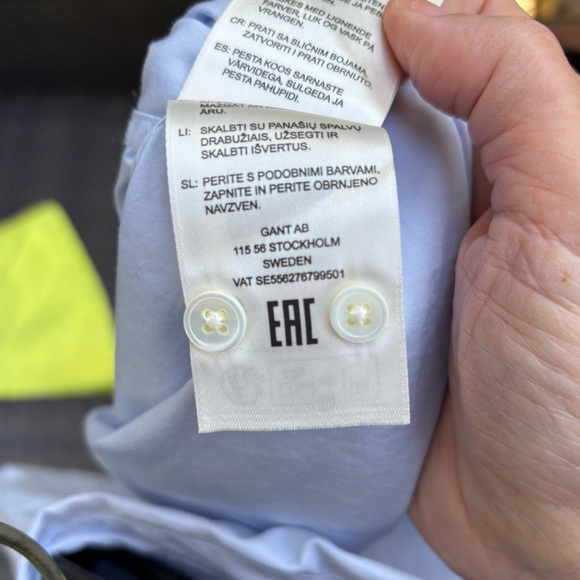 Gant Blue Oversized Asymmetrical Wrap Button Down Shirt - Picture 8 of 14